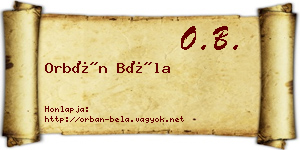 Orbán Béla névjegykártya