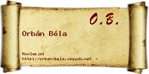 Orbán Béla névjegykártya