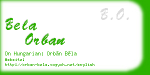 bela orban business card
