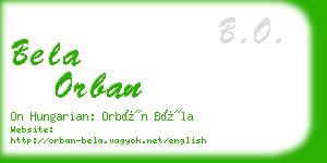 bela orban business card